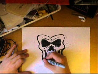How to draw a easy graffiti skull