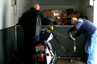 Loading 2009 Indian Chief Deluxe Motorcycle for Transport to Customer Dec 16 2010