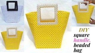 HOW TO MAKE A SQUARE HANDLE BEADED BAG//HOW TO MAKE A BEADED BEACH BAG//HOW TO MAKE A DIY BEADED BAG