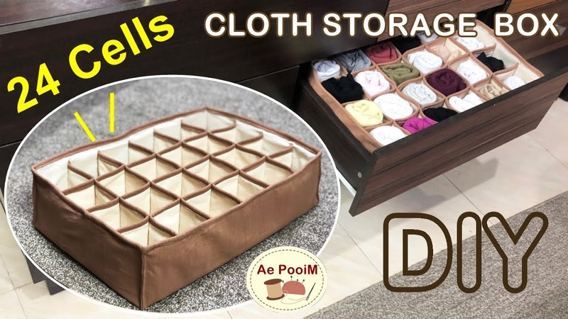 DIY STORAGE BOX ORGANIZER FOR CLOTHS 24 CELLS, ว ธ การทำกล องผ าจ ดระเบ