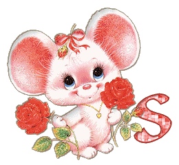 алфавит, улыбающаяся мышь с розами, image #18
