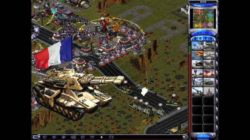 Red Alert 2: France vs 7 brutal enemy Prism tanks