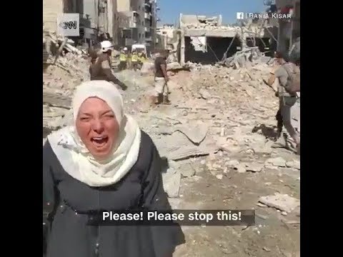 Сирийка после очередных бомбежек жилых кварталов