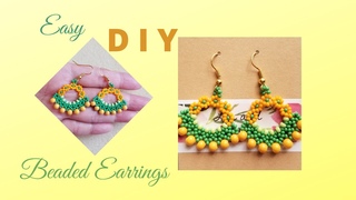 Flower Basket Beaded Earrings / DIY How to make beaded earrings / Aretes / Orecchini / Tutorial #293
