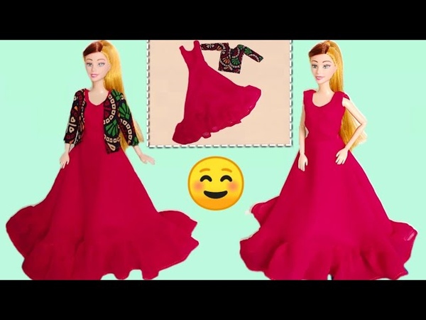 Making Gown With Short Koti For Doll, , D