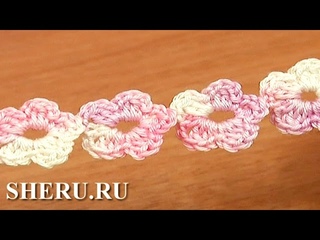 Crochet Bracelet Floral Cord  Урок 55 Вязаные цветочки в шнуре