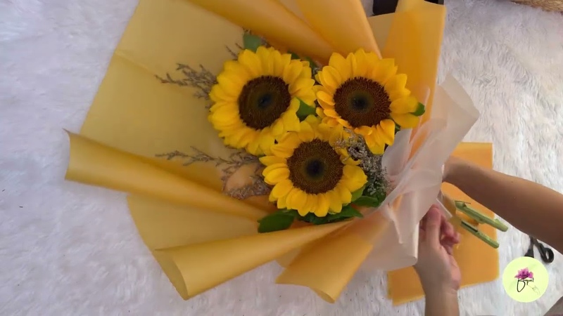 Money Bouquet with 3 Pcs Sunflower STEP BY STEP