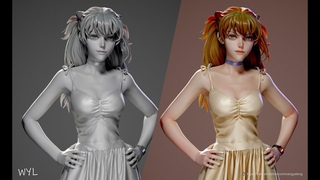 3D modeling Asuka Langley time lapse