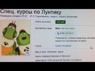 Лютые объявления АВИТО. Спец курсы по ЛУНТИКУ.