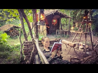 Bushcraft Shelter In The Rain - Bushcraft Sofa Bild - Wok Cooking in the Forest (Part 18)